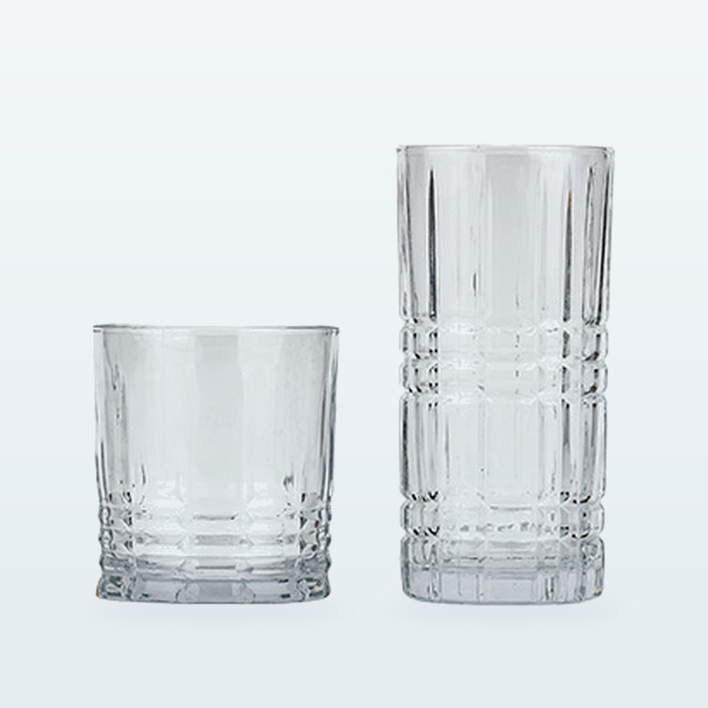 Juegos de vasos labrados old fashioned y highball