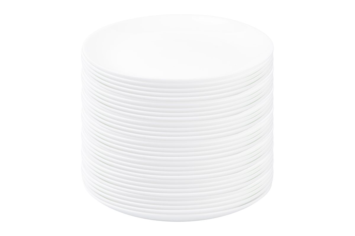Pila de platos postre de opal blanco